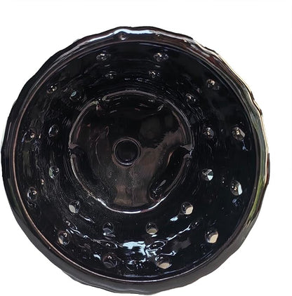 Ceramic Orchid Pot with Attached Saucer and Drainage Hole 6'' Orchid Planter (Black)