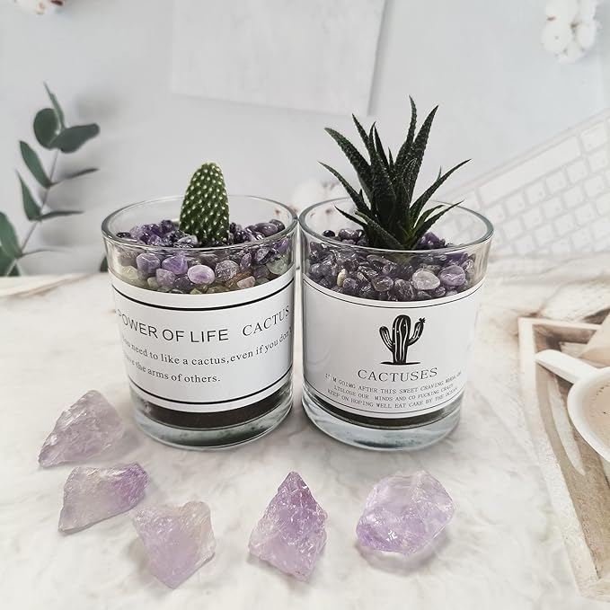 ZHIYUXI Amethyst Crystal Chips Fish Tank Gravel Vase Filler Stones Crushed Crystals Gemstone Polished Healing Crystals Natural Quartz Stone 0.44lbs
