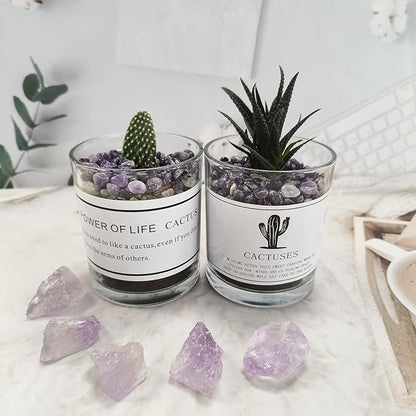 ZHIYUXI Amethyst Crystal Chips Fish Tank Gravel Vase Filler Stones Crushed Crystals Gemstone Polished Healing Crystals Natural Quartz Stone 0.44lbs