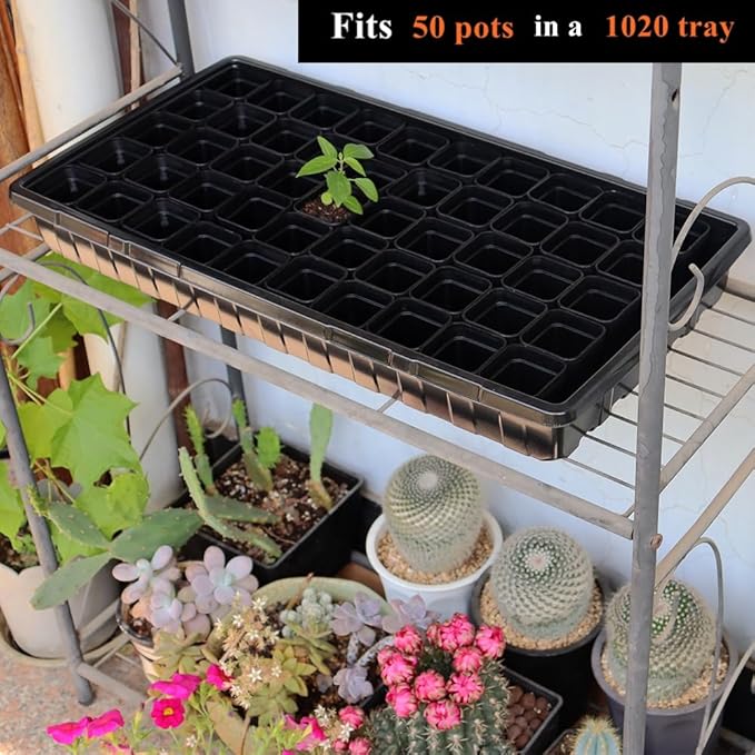 BangQiao 200 Pack 1.95 Inch Tiny Black Plastic Square Nursery and Seedling Pot, Mini Transplant Seed Starter Planter with Drain Hole for Germination, Herb, Succulent