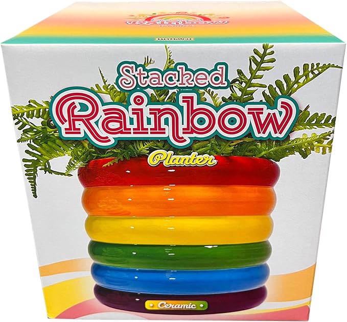 Streamline Imagined Rainbow Retro Indoor Planter, 4.5" L x 4.5" W x 4.75" H
