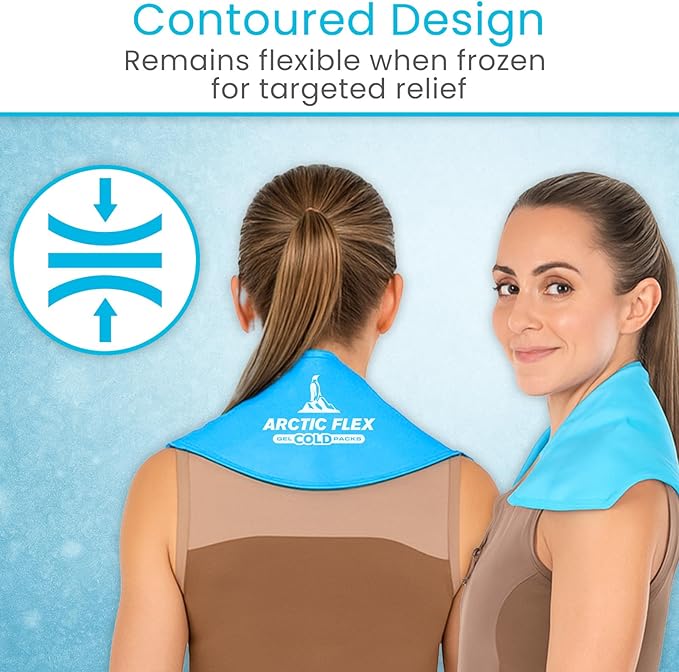 Arctic Flex Neck Ice Pack - Cold Compress Shoulder Therapy Wrap - Cool Reusable Medical Freezer Gel Pad for Swelling, Injuries, Headache, Cooler (Large (1 Pack))