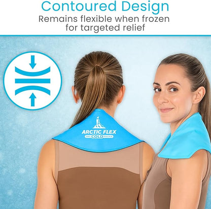 Arctic Flex Neck Ice Pack - Cold Compress Shoulder Therapy Wrap - Cool Reusable Medical Freezer Gel Pad for Swelling, Injuries, Headache, Cooler (Large (1 Pack))