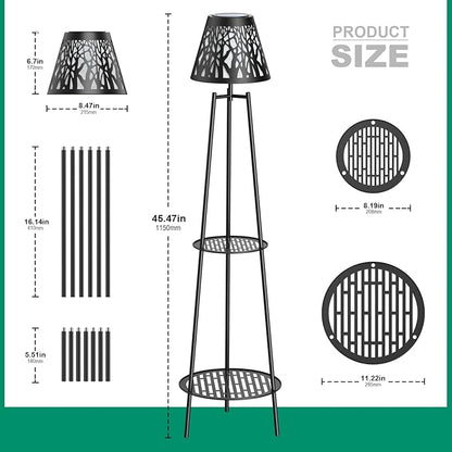 MXwcy 2 Pack Metal Solar Floor Lights Outdoor with Plant Stands, 45.5'' Solar Powered Street Lights, for Garden Yard Pathway Driveway Porch