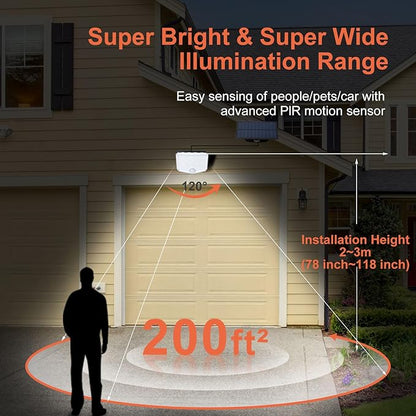 153 LED Solar Wall Lights, 180°Beam Angle Solar Security Lights Outdoor, Motion Sensor Lights Outside with Remote, Waterproof Flood Light for Porch, Patio,Yard,Garage,2 Pack
