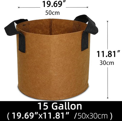 Grow Bags,Growing Pot Bags Garden Grow Bag Indoor Outdoor Fabric Aeration Plant Pot Container Flower Vegetable Pouch (Coffee,15Gallon)
