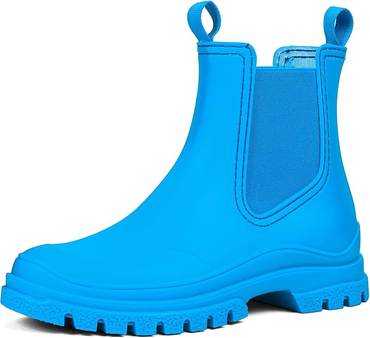 DKSUKO Rain Boots Women Waterproof Chelsea Boots Ankle Garden Shoes for Ladies Rubber Short Rainboots with Removable Comfort Insole for Outdoor Work Deck Mud Boots