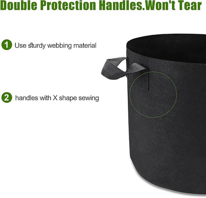12-Pack 7 Gallon Plant Grow Bags, Heavy Duty Aeration Fabric Pots with Handles for Garden and Planting