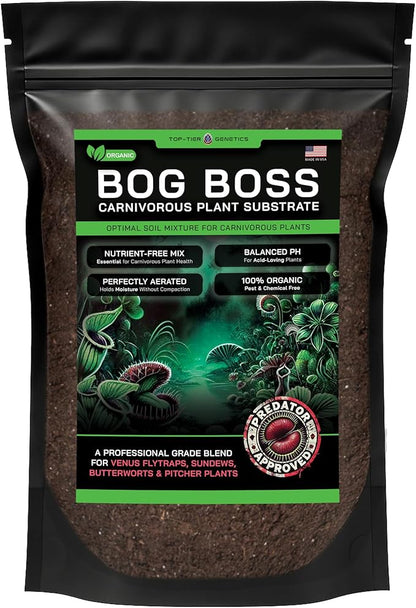 BOG BOSS - Premium Carnivorous Plant Soil Blend | Ideal for Venus Flytraps, Sundews, Nepenthes Pitcher Plants & Butterworts (2 QT's)