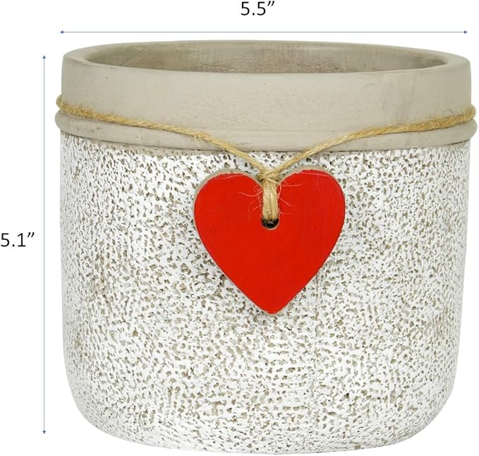 Classic Home and Garden 210028P-396 Heart Pot Planter, Large, Whitewash