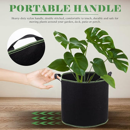 Tofficu 5 pcs Non Woven Breathable Plant Nursery Bags Ideal Vegetable Growing Plant Grow Bags Gardening