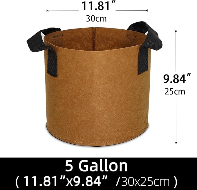 Grow Bags,Growing Pot Bags Garden Grow Bag Indoor Outdoor Fabric Aeration Plant Pot Container Flower Vegetable Pouch (Coffee,5 Gallon)