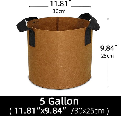 Grow Bags,Growing Pot Bags Garden Grow Bag Indoor Outdoor Fabric Aeration Plant Pot Container Flower Vegetable Pouch (Coffee,5 Gallon)