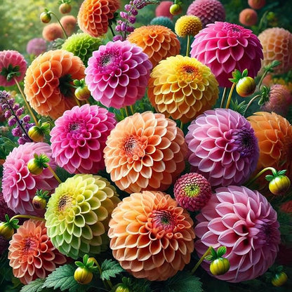 Seeds Dahlia Pompon Mix Annual Flowers