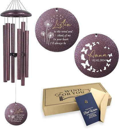 ASTARIN Personalized Memorial Wind Chime for Loss of Loved One 30/36/42 inch, Sympathy Deep Tone Wind Chimes for Mom Dad/Mother Father, Remembrance Gifts for Grief Condolence Funeral, Produced in USA