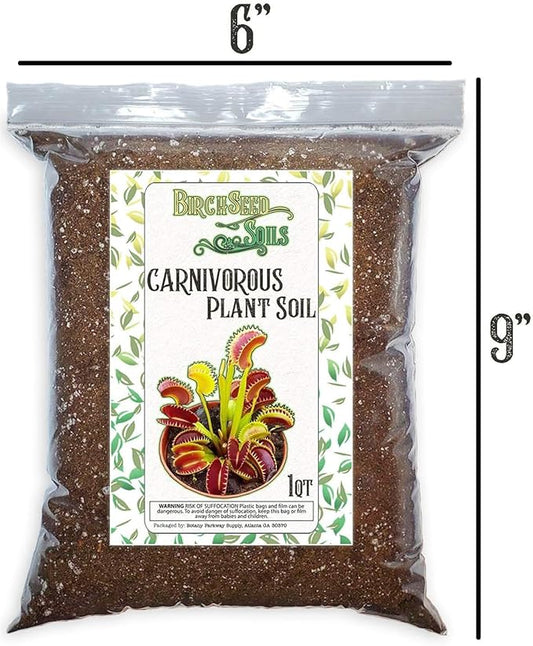 Carnivorous Plant Soil Mix – 1 Quart Bag – Premium Blend of Perlite & Peat Moss – Ideal for Venus Flytraps, Pitcher Plants, Sundews & Other Carnivorous Species – Ready to Use, Natural, Resealable Bag