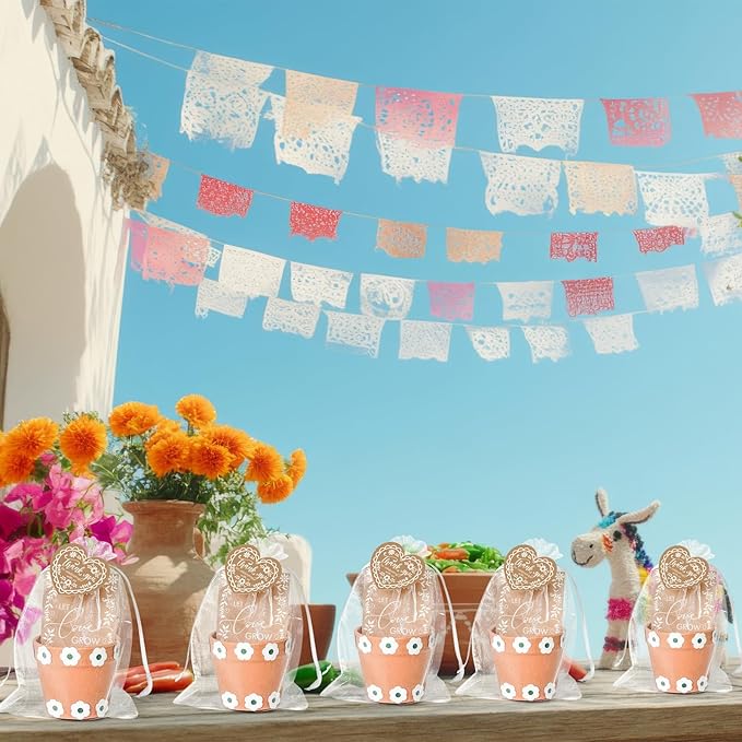 Cinrobiye 50 Sets Let Love Grow Wedding Favors for Guests Seed Packet Bags (Seed Not Include) with Tags & Labels Flowerpot for Bridal Shower Party Favors Bulk Wedding Souvenirs for Guests(Daisy)