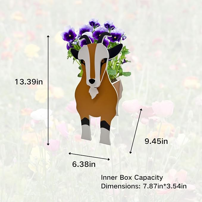 Goat Planter Plant Pots,Animal Flower Pot for Indoor/Outdoor,Small Cute PVC Animal Face Shape Plant Container Best for Home Office Garden Decoration Mom Gift