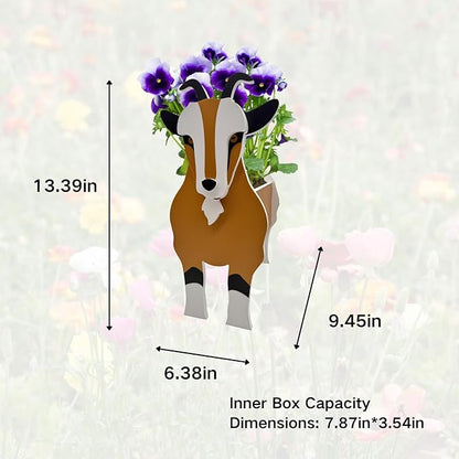 Goat Planter Plant Pots,Animal Flower Pot for Indoor/Outdoor,Small Cute PVC Animal Face Shape Plant Container Best for Home Office Garden Decoration Mom Gift