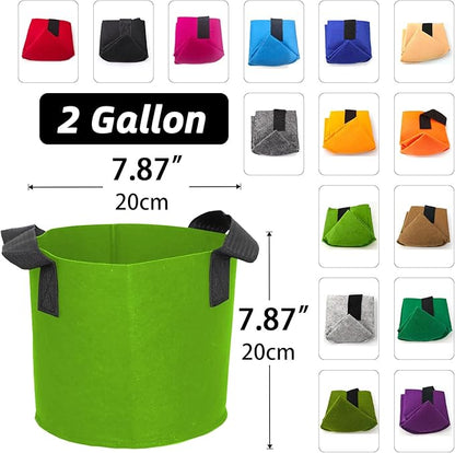 Grow Bags,Growing Pot Bags Garden Grow Bag Indoor Outdoor Fabric Aeration Plant Pot Container Flower Vegetable Pouch (Mixed 15colors,2 Gallon)