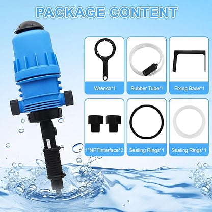 0.4%~4% Adjustable Fertilizer Injector for Drip Irrigation, Automatic Chemical Liquid Dosing Pump, 2.2~13 Gallons/H Flow Rate, Drip Irrigation Fertilizer Injector for Livestock Industry Garden