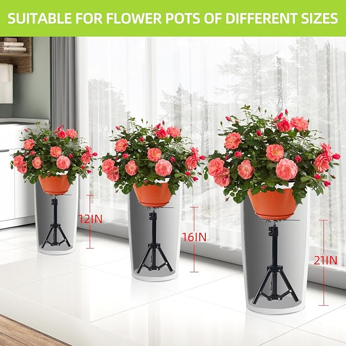 2PCS Adjustable Planter Inserts Plant risers,Tall Tapered Plant Riser Fill Bottom，Planter Fillers for Large Pots，Indoor and Outdoor （12-21" Rise，4-12" Top）