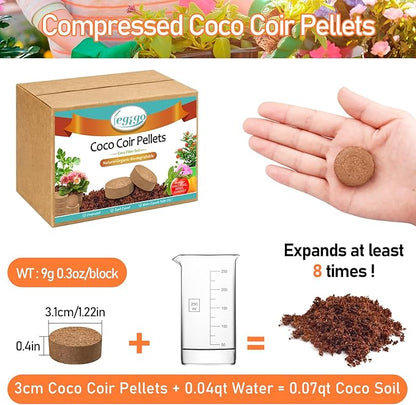 Legigo 100 PCS 30mm Coco Coir Pellets Potting Soil Mix- Compressed Coconut Coir Discs Seed Starting Soil Pellets, Coco Peat Soil Pods for Indoor & Outdoor Plants, Gardening Herbs Bonsai and Vegetables