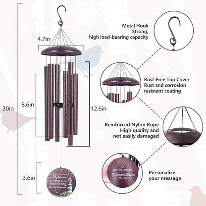 ASTARIN 30/36/45inch Personalized Memorial Wind Chimes for Loss of Loved One, Memorial Gifts for Loss of Mother/Father, Sympathy Gifts for Funeral Condolence Bereavement Grief, Produced in USA
