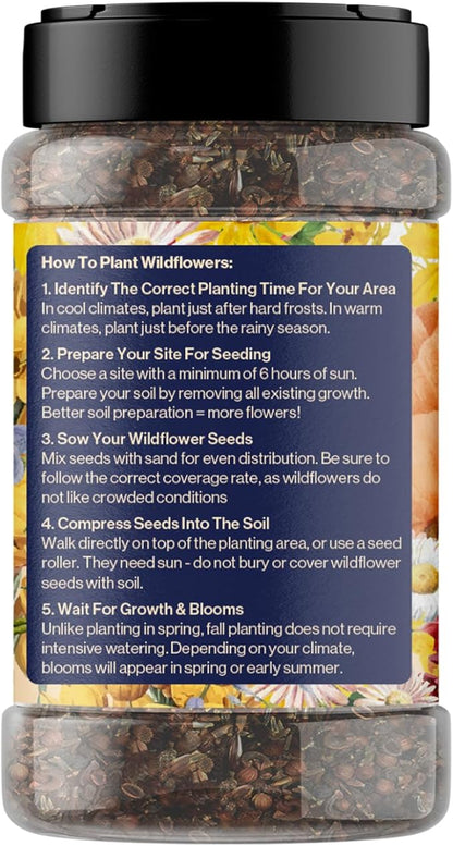 Wildflower Seed s – Perennial Flower Seeds Mix to Plant Anywhere, by Geva Grow | 12-Type Beautiful Perennial Wildflower Seeds Bulk 90,000+ Seeds, 2 Ounce, No Messy Packets