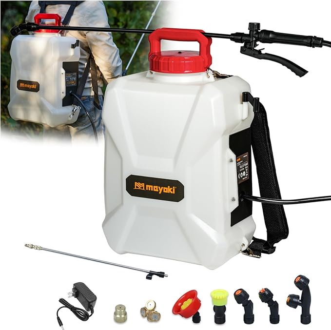 3Gallon Battery Powered Backpack Sprayer Compatible with Milwaukee 18V Battery, 79PSI Electric Garden Sprayer w/ 18V 2.0Ah Battery, 7Nozzles, 2 Wands, Backpack Weed Sprayer for Lawn,Weeding, Cleaning