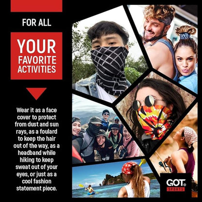 GOT Sports Tube Bandana - Neck Gaiter for Women Men, Face Mask, Neck Wrap, Head Scarf, Curly Hair Sleep Protection