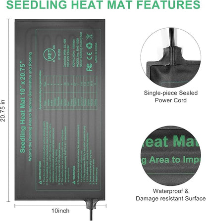 Seedling Heat Mat 4 Pack, MET Certified Heating Mat for Plants Grow Seed Starting Greenhouse, Waterproof Durable Germination Warm Hydroponic Heating Pad