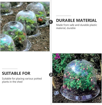 2pcs Plant Dome Garden Cloche Dome Plant Bell Protector Cover Plastic Protector Mini Insulation Cover Plastic Mini Greenhouse Clear