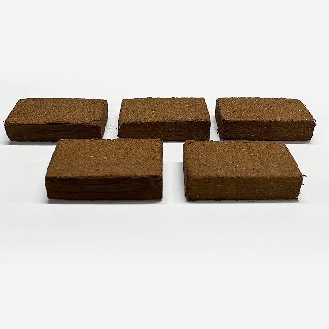 Premium Coconut Coir Pith 5 Brick Pack 650gm/1.4 Lbs | 100% Organic | Expands Approx 2.3 Gallon | Lowest EC and Ph Balance