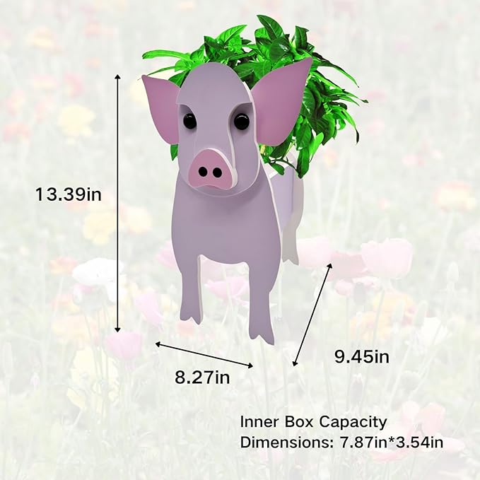 Cute Animal Planter Pot, Flower Pot for Indoor/Outdoor,Small Cute PVC Animal Face Shape Plant Container Best for Home Office Garden Decor (Pink Pig)