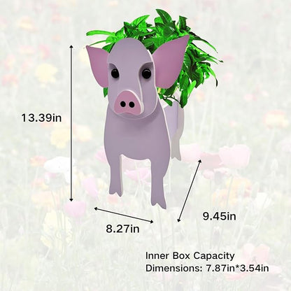 Cute Animal Planter Pot, Flower Pot for Indoor/Outdoor,Small Cute PVC Animal Face Shape Plant Container Best for Home Office Garden Decor (Pink Pig)