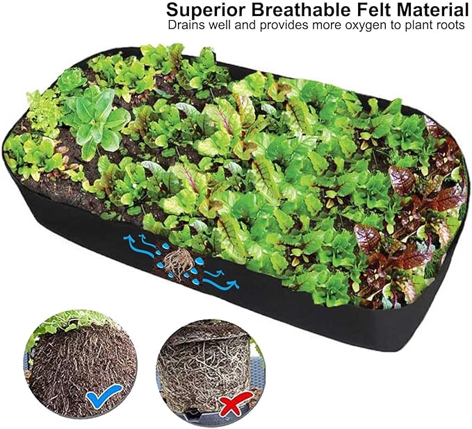 Fabric Raised Garden Bed, 3ft x 6ft Garden Grow Bags Planting Bed Rectangle Garden Containers for Vegetables Plants Flowers Outdoor