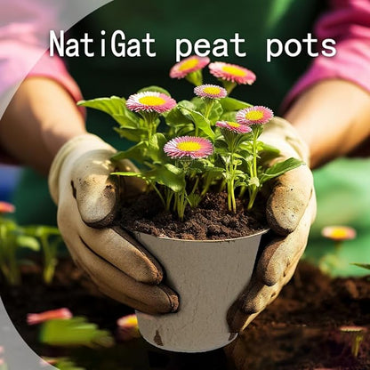108pcs Peat Pots for Seedling 3.15" Biodegradable Plant Nursery Pots Seed Starting Pots with Drainage Holes, 30 Plant Labels, 2 Transplant Tools