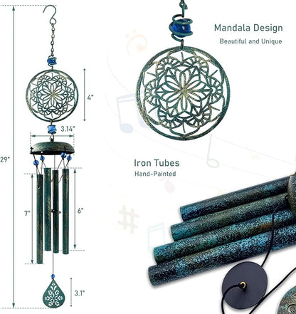 Wind Chimes for Outside Zen Atmosphere Wind Chime Windchime Outdoors for Outdoor Garden Patio Decor with Mandala Design Windchime Gifts for Mother Grandma Sisters(6 Petal)