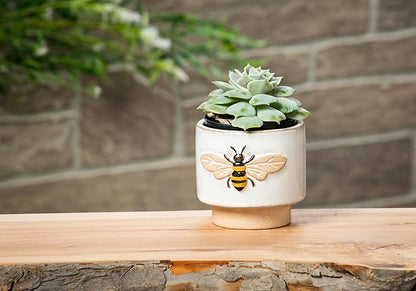 Abbott Collection 27-CRITTER-844-SM Small Single Emboss Bee Planter, 3" H