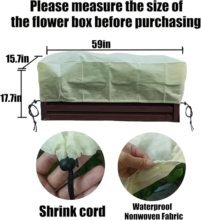 EJW Planter Cover, Plant Covers Freeze Protection,4 Pack 59"*17.7"x15.7" Planter Covers for Winter, Frost Cloths for Outdoor Plants, Raised Bed Covers for Winter.
