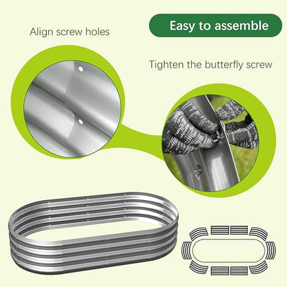 Galvanized Garden Bed kit for Vegetables/Herbs/Flowers (6X3X1)