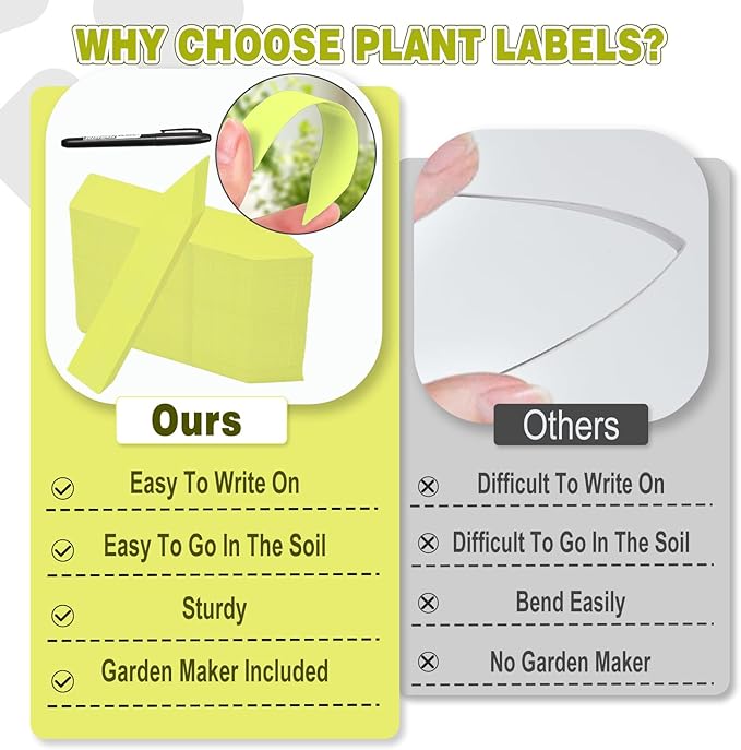Plant Labels 200 Pcs Yuanling for Seeding Plastic Waterproof Plant Name Tags Garden Labels Marker Garden Pots Stakes for Outdoor Potted Plants Belt Permanent Marking Pen