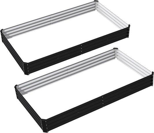 8x4x1ft(2 Pack) Raised Garden Beds Outdoor Kit, No Support Rod, Metal Raised Garden Beds for Vegetables,Fruits,Herb,Flower,Black