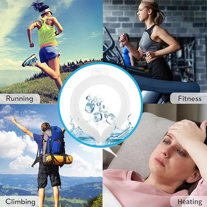 2PCS Neck Cooling Tube with Cold Insulated Bag,Reusable Ice Neck Ring Wearable Body Cooling Products for Summer Heat (White*2)