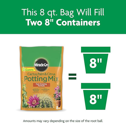 Miracle-Gro Cactus, Palm and Citrus Potting Mix, For Indoor or Outdoor Potted Plants, Great for Succulents, 8 qt.