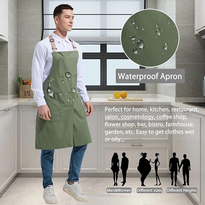 Pottery Apron Split Leg Waterproof Unisex Crossback Apron with Large Pockets