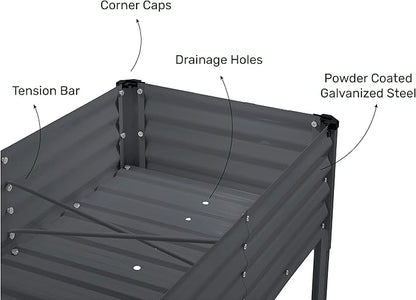 Galvanized Raised Garden Beds Outdoor with Legs // 48×24×31in Elevated Planter Box for Vegetables, Flowers (Gray) // Large Metal Garden Bed for Backyard Patio Gardening
