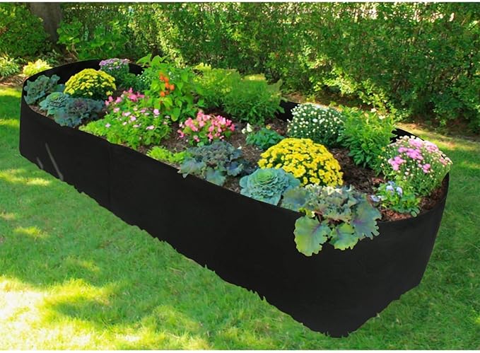 Firlar Fabric Raised Garden Bed, Fabric Raised Planting Bed Grow Bag, Fabric Pots Planting Pots for Herb Plants Flowers Vegetables, Black (35.4x70.8 Inch)