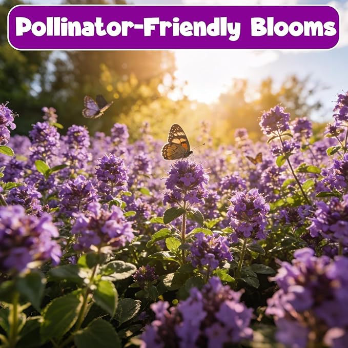 32000+ Purple Creeping Thyme Seeds for Planting, Low-Growing Perennial Ground Cover with Purple Blooms for Gardens, Walkways & Stepping Stones